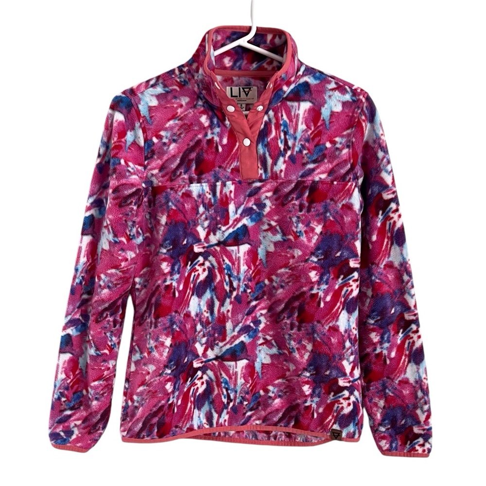 LIV Fleece Pullover Quarter Snap Bright Pink Small